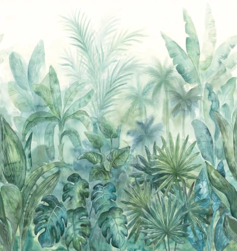 Livingwalls Vliestapete - Tapete Palmenblätter in Grün, Beige und Blau - Wandtapete für verschiedene Räume - Wandbild XXL 2,80 m x 2,65 m von A.S. Création