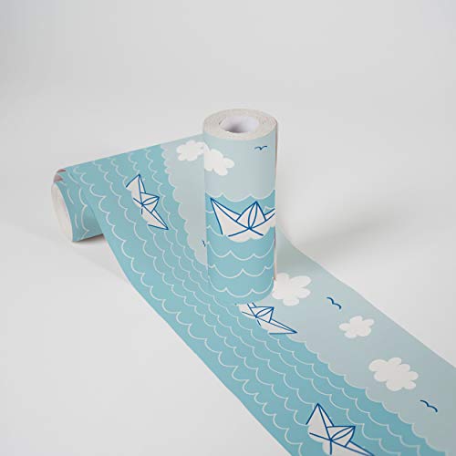 Lovely Kids Bordüre selbstklebend Paper Boat Love Wandbordüre Papierboote, Wellen und Meer für Babyzimmer Wandtattoo für Mädchen und Jungen in blau, hellblau, weiß Lovely Kids Bordüre selbstklebend Paper Boat Love Wandbordüre Papierboote, Wellen und Meer für Babyzimmer Wandtattoo für Mädchen und Jungen in blau, hellblau, weiß von A.S. Création