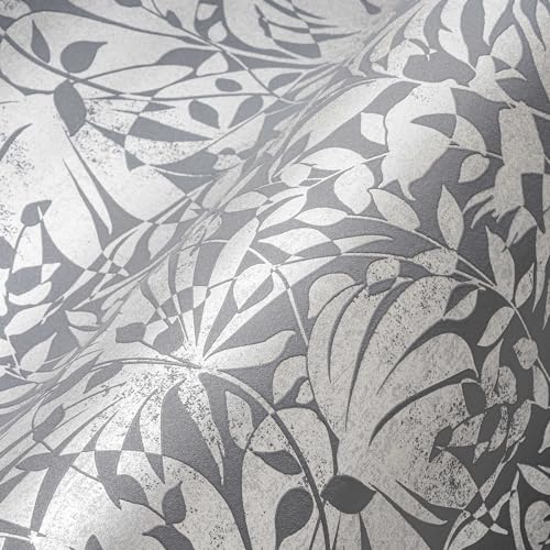 Pflanzen Tapete Grau Silber A.S. Création THE BOS 388314 Vliestapete Tapete Floral 10,05 m x 0,53 m Made in Germany von A.S. Création