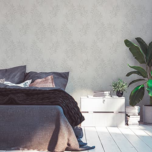 A.S. Création Tapete Floral Weiß Grau Terra 389195 - Vliestapete Pflanzen - 10,05 m x 0,53 m Made in Germany von A.S. Création