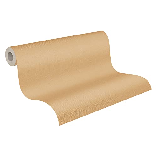 A.S. Création Pure Elegance Vliestapete mit feiner Struktur 0,53 x 10,05 m – Orange, Gelb – Uni Tapete mit Struktur - Made in Germany - einfarbige orange Wandtapete für verschiedene Räume - 385147 von A.S. Création