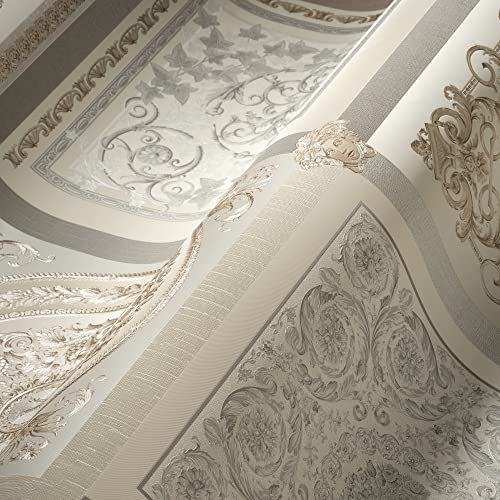 VERSACE WALLPAPER Barock Luxus Tapete Floral 387042 Grau Beige Silber Weiß Logo Medusa 10,05x0,70m Made in Germany VERSACE WALLPAPER Barock Luxus Tapete Floral 387042 Grau Beige Silber Weiß Logo Medusa 10,05x0,70m Made in Germany von A.S. Création