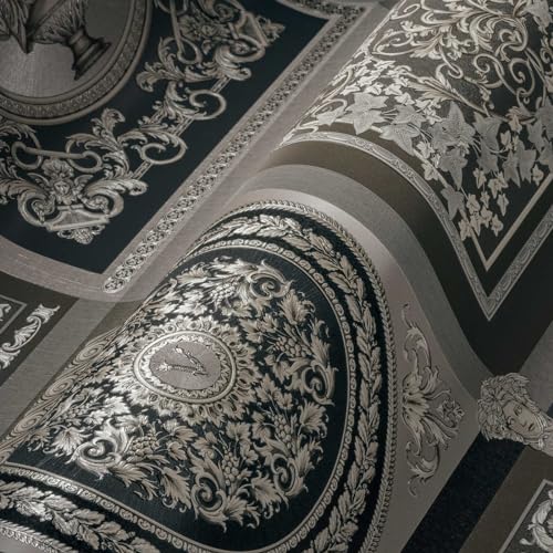 VERSACE WALLPAPER Barock Luxus Tapete Floral 387044 Silber Schwarz Grau Designer Logo Medusa 10,05x0,70m Made in Germany VERSACE WALLPAPER Barock Luxus Tapete Floral 387044 Silber Schwarz Grau Designer Logo Medusa 10,05x0,70m Made in Germany von A.S. Création