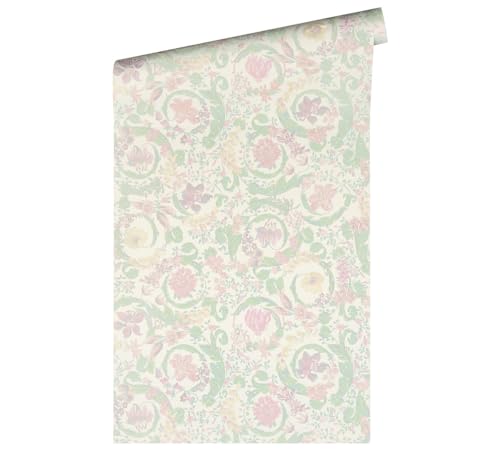 A.S. Création VERSACE WALLPAPER Blumen Luxus Tapete Floral 387062 Mintfarben Rosa Weiß Grün Ranken Barock 10,05x0,70m Made in Germany von A.S. Création