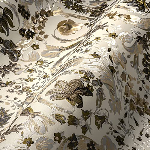 VERSACE WALLPAPER Blumen Tapete Floral 387066 Perlbeige Weiß Braun Designer Ranken Barock 10,05x0,70m Made in Germany von A.S. Création