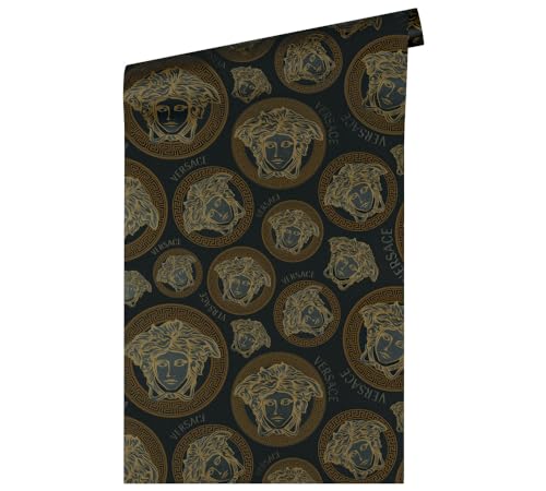 VERSACE WALLPAPER Schwarz Gold Luxus Tapete Vliestapete Logo Medusa leicht glänzend 386117 10,05x0,70m Made in Germany VERSACE WALLPAPER Schwarz Gold Luxus Tapete Vliestapete Logo Medusa leicht glänzend 386117 10,05x0,70m Made in Germany von Livingwalls