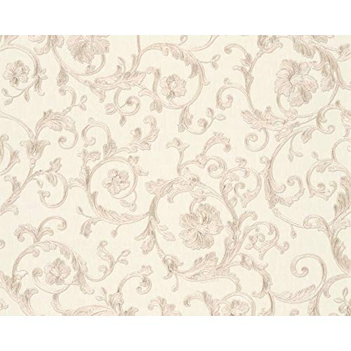 Versace wallpaper Vliestapete Butterfly Barocco Luxustapete mit Ornamenten barock 10,05 m x 0,70 m beige creme metallic Made in Germany 343263 34326-3 von A.S. Création