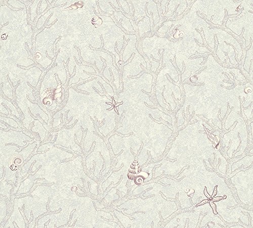 A.S. Création VERSACE WALLPAPER Vliestapete Les Etoiles de la Mer Luxustapete mit Korallen und Muscheln 10,05 m x 0,70 m grau metallic lila Made in Germany 344964 34496-4 von A.S. Création