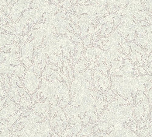 VERSACE WALLPAPER Vliestapete Les Etoiles de la Mer Luxustapete mit Korallen und Muscheln 10,05 m x 0,70 m grau metallic lila Made in Germany 344974 34497-4 von A.S. Création
