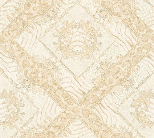 VERSACE WALLPAPER Vliestapete Vasmara Luxustapete mit Zebramuster 10,05 m x 0,70 m beige creme metallic Made in Germany 349044 34904-4 von A.S. Création