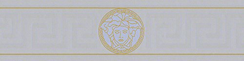 Versace Design Bordüre Gold mit Logo - Grafikmuster Metallic geometrisch - Livingwalls Borte 5,00 m x 0,13 m - Made in Germany von A.S. Création