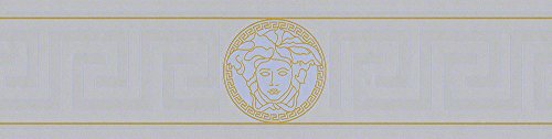 Livingwalls Versace Design Bordüre Gold mit Logo - Grafikmuster Metallic geometrisch Borte 5,00 m x 0,13 m - Made in Germany von A.S. Création