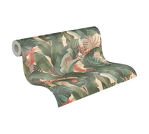 A.S. Création Vliestapete Dschungel Beige Grün - Tapete Wohnzimmer Schlafzimmer 394351 - Tapete Dschungelblätter - 10,05 m x 0,53 m für 5,33m² - Made in Germany von A.S. Création