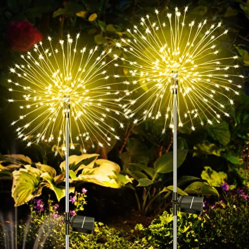 Gartendeko für Draußen Solarleuchten Garten für Außen, 2 Stück 120 LED Gartenbeleuchtung Solar, Solar Feuerwerk Leuchten Garten Wetterfest, Solarstecker Aussen für Hinterhof Weg Rasen Terrasse von A.bigwhale