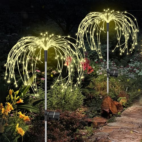 Solar Feuerwerk Gartenlichter, Solar Gartenleuchte Außen 2 Stück 150 LED Solarleuchten Garten Deko Wasserdicht, 8 Modi Solarlampen Warmweiß Solarstecker für Hinterhof Weg Rasen Terrasse Balkon Solar Feuerwerk Gartenlichter, Solar Gartenleuchte Außen 2 Stück 150 LED Solarleuchten Garten Deko Wasserdicht, 8 Modi Solarlampen Warmweiß Solarstecker für Hinterhof Weg Rasen Terrasse Balkon von A.bigwhale