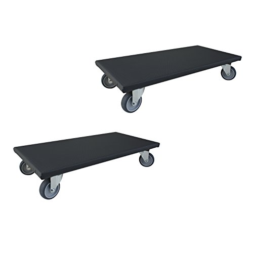 FOXCUP 2 Stück Transportroller, 200 kg Tragfähigkeit, 300x600 mm, Gummiräder, Schwarz, Versatile, Rubber-Wheeled Handwagen von A
