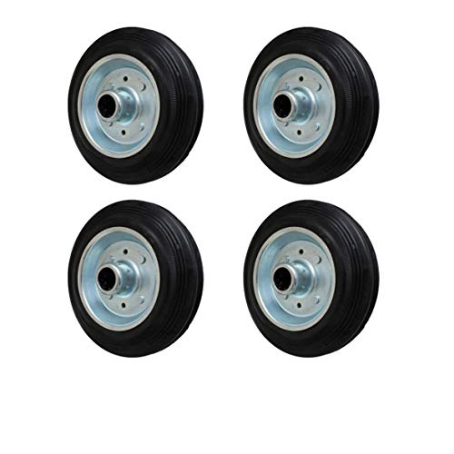 4 Stück 100 mm Vollgummirad Rad für Transportrollen Lenkrollen Transportgeräterad von Bhgytec