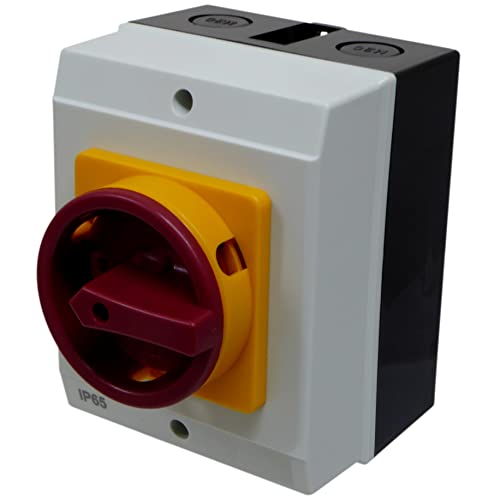 20 Amp 4-poliger Drehtrennschalter 4 kW IP65 Innen- oder Außenbereich Einzel- oder 3-Phasen-Drehschalter 20 Amp 4-poliger Drehtrennschalter 4 kW IP65 Innen- oder Außenbereich Einzel- oder 3-Phasen-Drehschalter von A1 ELECTRICS A1ELECTRICS.COM