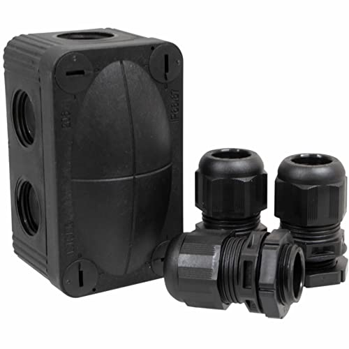 Black Wiska 206 Box und 3 x 20 mm ESKV-Verbindungen – wetterfest, IP66 für Außenstrahler und Kabelverdrahtung von A1 ELECTRICS A1ELECTRICS.COM