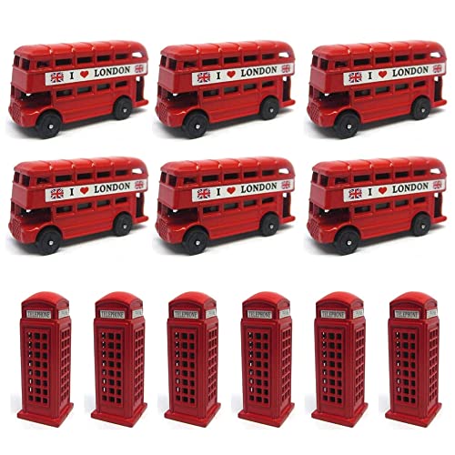 Kühlschrankmagneten, Motiv: London, 3D-Bus und Telefonzelle, aus Druckguss-Metall, Britisches London-Souvenir, 3D-Bus und Telefonzelle, 10 Stück von A1 Gifts
