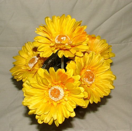 A1-Homes Artificial Single Stem Gerbera with Big Bloom - Very Dramatic - Home Garden (12 Pack, Yellow) von A1-Homes