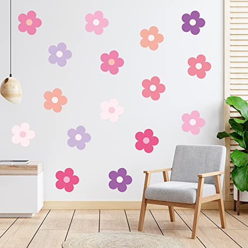 A1DIEE 16 Stück Y2K Wandtattoo für Kinderzimmer Rosa Lila Blumen Wandsticker Vinyl Wandtattoos Selbstklebend Wandaufkleber Teens Mädchen Wanddekorationen für Schlafzimmer Wohnzimmer von A1DIEE