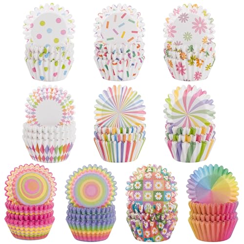 A1DIEE Muffinförmchen Papier Muffins Backförmchen - 600 Stück Mini Muffin Förmchen Papier Cupcake Fällen Liners Wrapper Backen Dessert Cupcakeförmchen für Geburtstag Party Hochzeit (Regenbogen) von A1DIEE