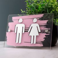 Badezimmer Toilette Wc Gedruckt Beschilderung - Gemalt Pinselstrich Mit Spiegel Acryl von A1GraphicsLtd