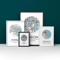 Benutzerdefinierte Stadt Karte Druck - Personalisierte Stadt, Dorf, Ort, Die Sie Lieben Jede Ort Reisewand Kunst Gerahmtes Oder Ungerahmtes Geschenk von A1GraphicsLtd