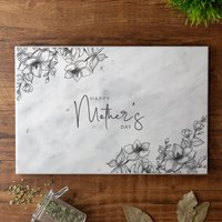 Personalisierte Massivem Marmor Schneidebrett Muttertag Individuell Bedrucktes Käsebrett Blumenbordüre Blumen Servierbrett von A1GraphicsLtd