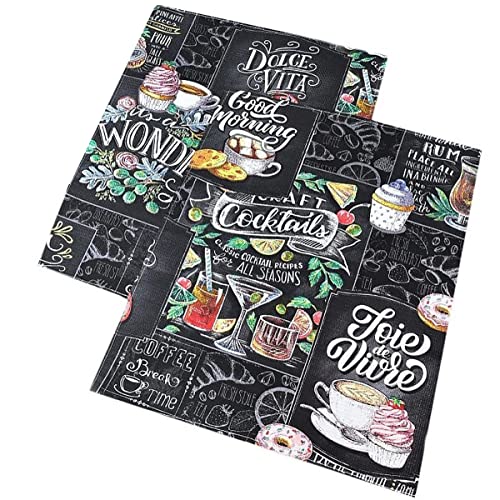 A2- 2er Set 100% Baumwolle Küchentücher Waffel-Piqué 48x70cm Geschirrtüchern Waffelmuster Coffee Design von A2