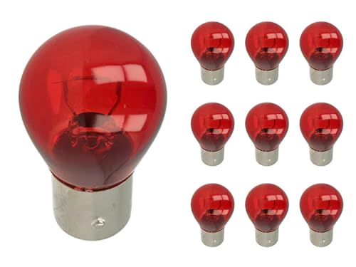 A2ZWORLD Carall LA1238 10 Stück Halogenlampen PR21W BAW15S asymmetrisch 12 V 21 W Farbe Rot von A2ZWORLD