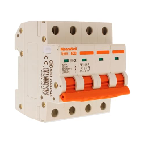 A2ZWORLD GA34540 Magnet-Thermoschalter Kurve C 10000A, MCB 4P 10kA C40 40A, belegt 4 DIN-Module von A2ZWORLD