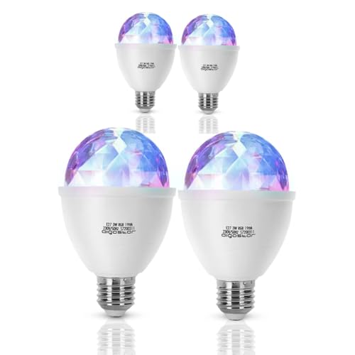 A2ZWORLD LED RGB Lampe E27 3 W Kristall Strobe Effekt Diskothek Lichter für Party Events, 80 x 130 mm (4) von A2ZWORLD