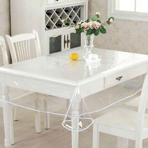 A2ZWORLD Tischdecke aus PVC, transparent, laminierte Tischdecke, wasserdicht, rechteckig oder rund, Schutzfolie aus PVC waschbar (rechteckig 120 x 140 cm) von A2ZWORLD