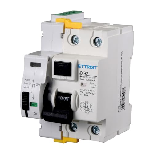 Fehlerstromschutzschalter, 2P 40 A 230 V 30 mA 10 kA, Montage auf DIN-Schiene, benötigt 3 Module, lebensrettend Stop Go Auto aufrüstbar von A2ZWORLD