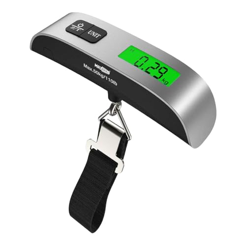 Digitale Reise-Koffer-Waage, tragbar, maximale Tragkraft 50 kg, mit LCD-Bildschirm zeigt Gewicht in Gramm/Kilogramm/LB/Unzen (Modell mit Gurt) von A2ZWORLD