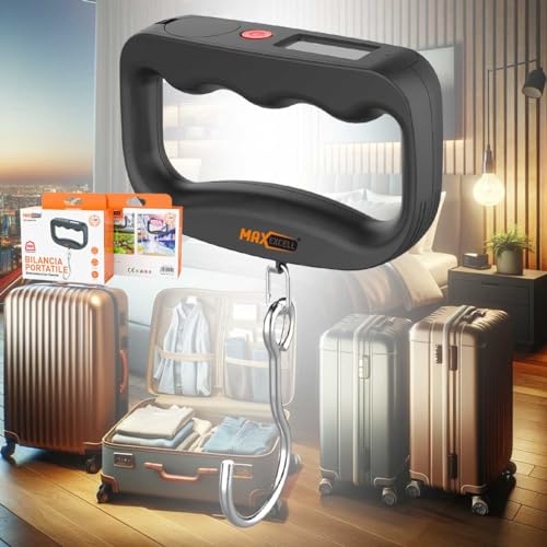 A2ZWORLD Digitale Reise-Koffer-Waage, tragbar, maximale Tragkraft 50 kg, mit LCD-Bildschirm zeigt Gewicht in Gramm/Kilogramm/LB/Unzen (Modell mit Haken) von A2ZWORLD