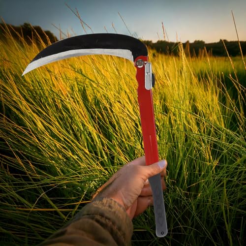 A2ZWORLD Faltbare Sichel 39 cm, Mehrzweck-Gartenarbeit, Grassichel zum Jäten, tragbare Sicherheits-Sichel für Notausflüge, Sensenwerkzeuge, Klinge 21 cm von A2ZWORLD