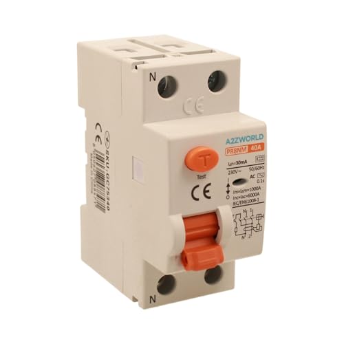 Fehlerstromschutzschalter 40 A, RCCB 1P+N Typ AC 6 kA 30 mA 220 V, 2 DIN-Module, Serie PR8NM, elektromagnetisch, IEC61008-1 zertifiziert Fehlerstromschutzschalter 40 A, RCCB 1P+N Typ AC 6 kA 30 mA 220 V, 2 DIN-Module, Serie PR8NM, elektromagnetisch, IEC61008-1 zertifiziert von A2ZWORLD