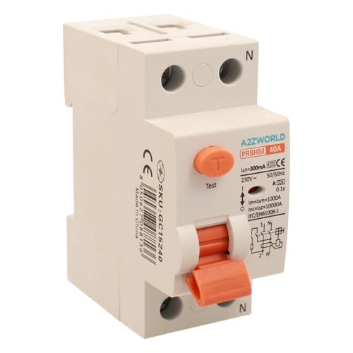 Fehlerstromschutzschalter Typ A 300 mA, lebensrettend 40 A, RCCB 1P+N 10 kA 220 V, 2 DIN-Module, Serie PR8HM, elektromagnetisch, IEC61008-1 zertifiziert Fehlerstromschutzschalter Typ A 300 mA, lebensrettend 40 A, RCCB 1P+N 10 kA 220 V, 2 DIN-Module, Serie PR8HM, elektromagnetisch, IEC61008-1 zertifiziert von A2ZWORLD