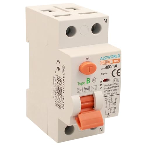 Fehlerstromschutzschalter Typ B 300 mA, Lebensretter Typ B 40 A, RCCB 1P+N 10 kA 220 V, 2 DIN-Module, Serie PR8HM, elektromagnetisch, IEC61008-1 zertifiziert Fehlerstromschutzschalter Typ B 300 mA, Lebensretter Typ B 40 A, RCCB 1P+N 10 kA 220 V, 2 DIN-Module, Serie PR8HM, elektromagnetisch, IEC61008-1 zertifiziert von A2ZWORLD
