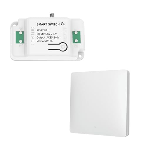 Kabelloses RF-Schalter-Set, 1 Empfänger + 1 RF-Schalter, ohne Batterie, 220 V 10 A, ohne Kabel, IP20 Weiß Kabelloses RF-Schalter-Set, 1 Empfänger + 1 RF-Schalter, ohne Batterie, 220 V 10 A, ohne Kabel, IP20 Weiß von A2ZWORLD