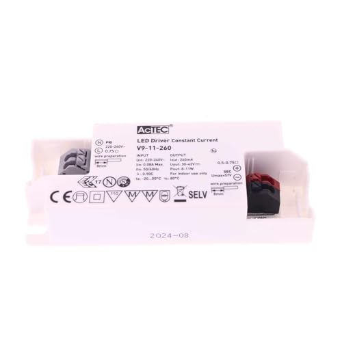 LED-Treiber DC Konstantstrom 260 mA 30 V-42 VDC zur Stromversorgung von LED max. 11 W LED-Treiber DC Konstantstrom 260 mA 30 V-42 VDC zur Stromversorgung von LED max. 11 W von A2ZWORLD