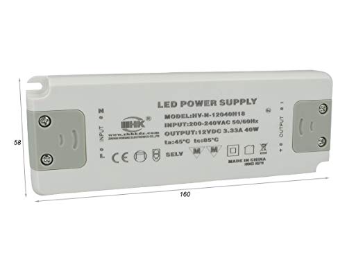 LEDLUX CV8040 Netzteil Trafo CV 40W 12V 3,33A Super Slim nur 19mm Dicke von A2ZWORLD
