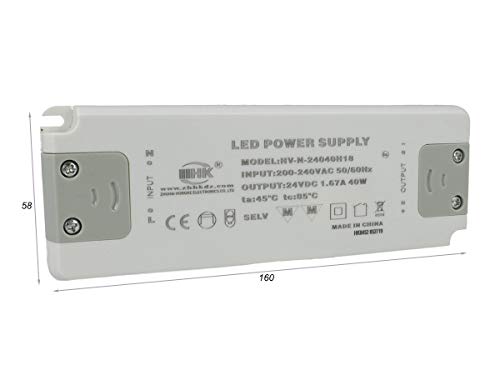 LEDLUX CV8240 Netzteil Trafo CV 40W 24V 1,67A Super Slim Solo 19mm Dicke (40W 24V) von A2ZWORLD