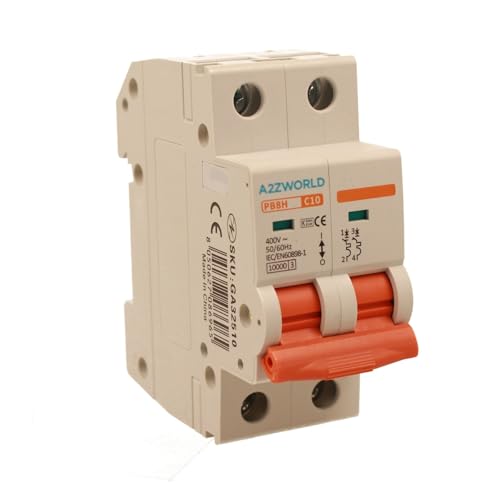 Leistungsschalter 10 A C10, Bipolar 2P, Kurve C 10 kA, 2 Module DIN 220 V AC, zertifiziert IEC60898-1, Profi-Serie PB8H Leistungsschalter 10 A C10, Bipolar 2P, Kurve C 10 kA, 2 Module DIN 220 V AC, zertifiziert IEC60898-1, Profi-Serie PB8H von A2ZWORLD