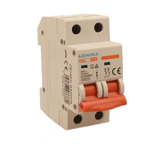 Leistungsschalter 10 A C10, Bipolar 2P, Kurve C 6kA, 2 Module DIN 220 V AC, zertifiziert IEC60898-1, Serie SB6L Leistungsschalter 10 A C10, Bipolar 2P, Kurve C 6kA, 2 Module DIN 220 V AC, zertifiziert IEC60898-1, Serie SB6L von A2ZWORLD