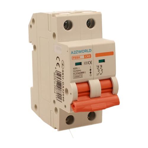 Leistungsschalter 40 A C40, Bipolar 2P, Kurve C 10 kA, 2 Module DIN 220 V AC, zertifiziert IEC60898-1, Profi-Serie PB8H Leistungsschalter 40 A C40, Bipolar 2P, Kurve C 10 kA, 2 Module DIN 220 V AC, zertifiziert IEC60898-1, Profi-Serie PB8H von A2ZWORLD