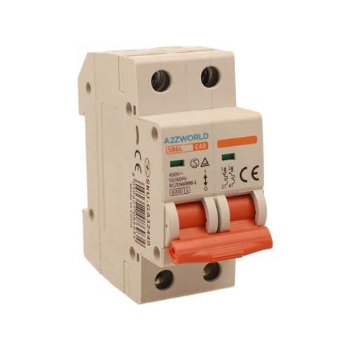 Leistungsschalter 40 A C40, Bipolar 2P, Kurve C 6kA, 2 Module DIN 220 V AC, zertifiziert IEC60898-1, Serie SB6L Leistungsschalter 40 A C40, Bipolar 2P, Kurve C 6kA, 2 Module DIN 220 V AC, zertifiziert IEC60898-1, Serie SB6L von A2ZWORLD